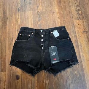 Levi 501 Black Denim Shorts